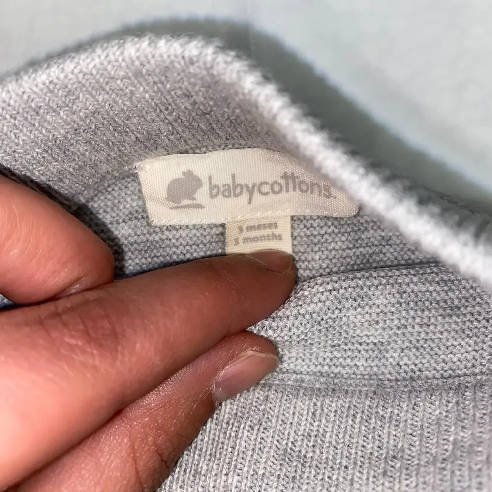 Babycottons Gray Knit Sweatpants Sweater Pants & Bunny Socks Size 3 Months